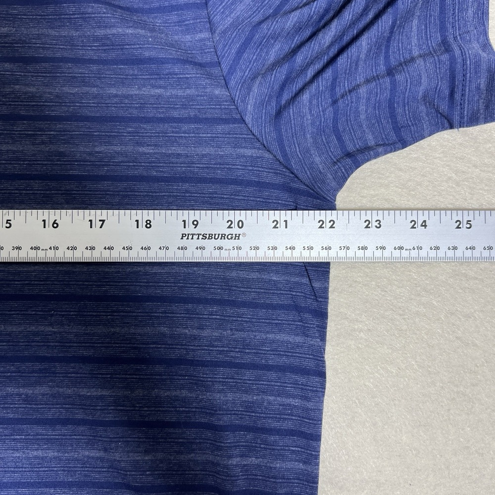 PrAna Polo Shirt Men's Heathered Blue‎ Striped Breathe Size Large - Picture 5 of 7